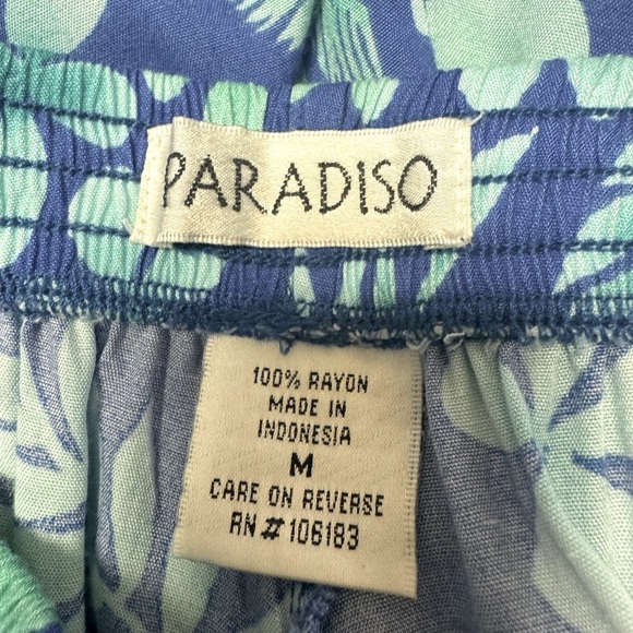 PARADISO Summer Beach Blue & Green Cropped Pants Beading at hemline Size Medium - Picture 6 of 7